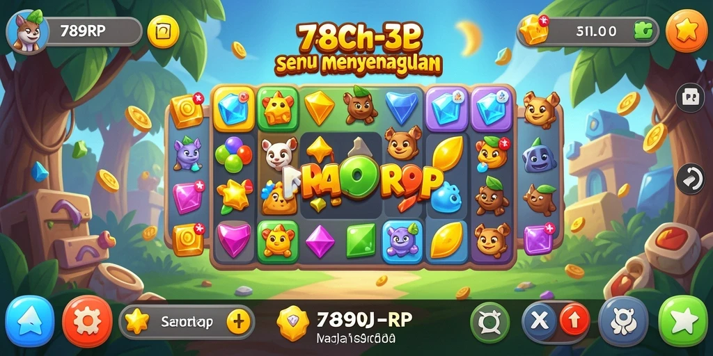 Screenshot gameplay 789RP yang menampilkan kombinasi warna-warni.