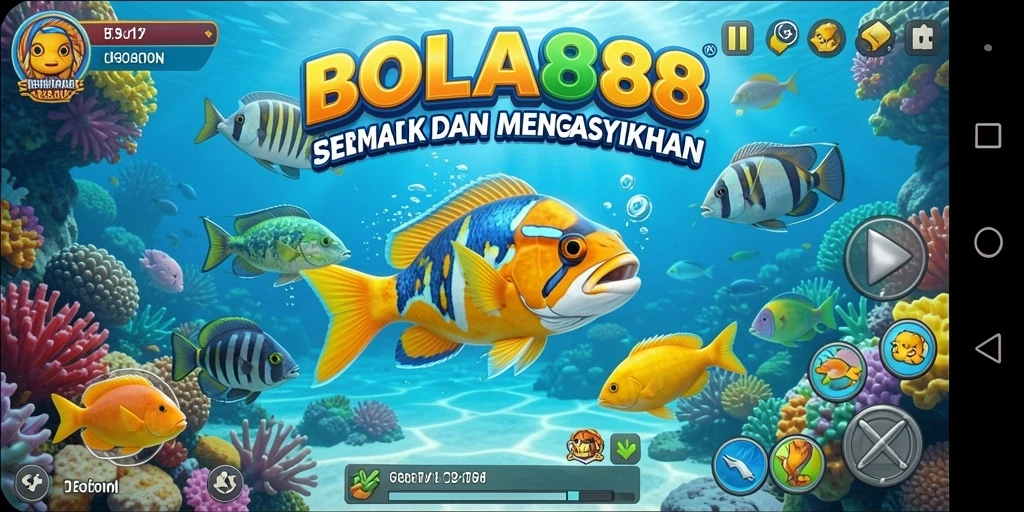 Tangkapan layar gameplay BOLA88 menampilkan aksi tembak ikan yang seru.