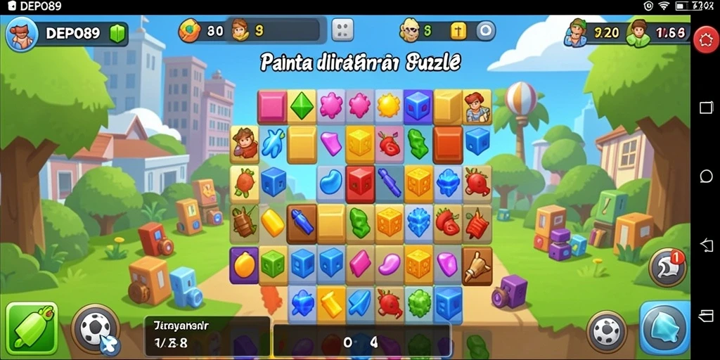 Tampilan gameplay DEPO89 yang penuh warna dan menantang.