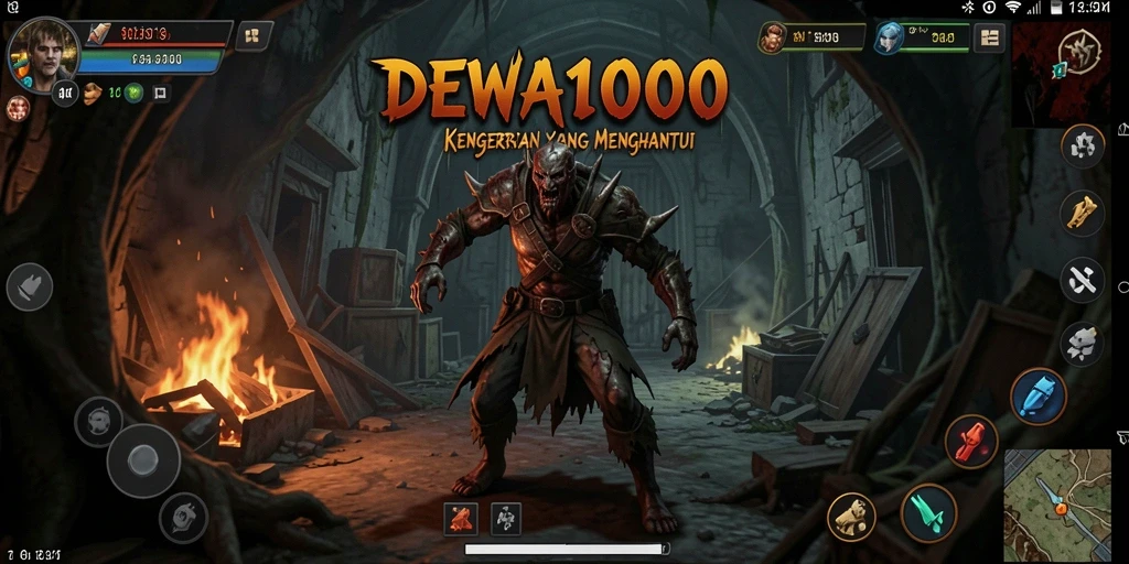 Screenshot DEWA1000 menampilkan suasana gameplay horror yang mencekam.