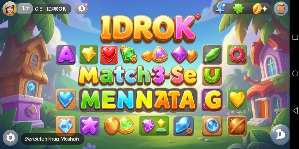 Tampilan gameplay IDROK dengan kombinasi item Match-3 yang seru.