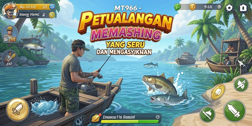Gameplay seru MT966 saat menangkap ikan di danau yang indah.