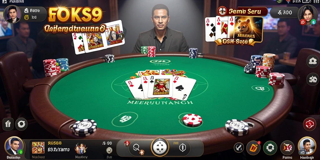 Screenshot gameplay S9S9 menampilkan aksi poker yang mendebarkan.