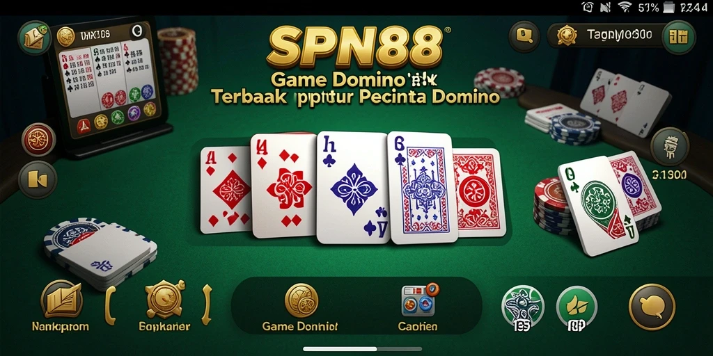 Tampilan gameplay seru dari SPN88, nikmati keseruan bermain domino.
