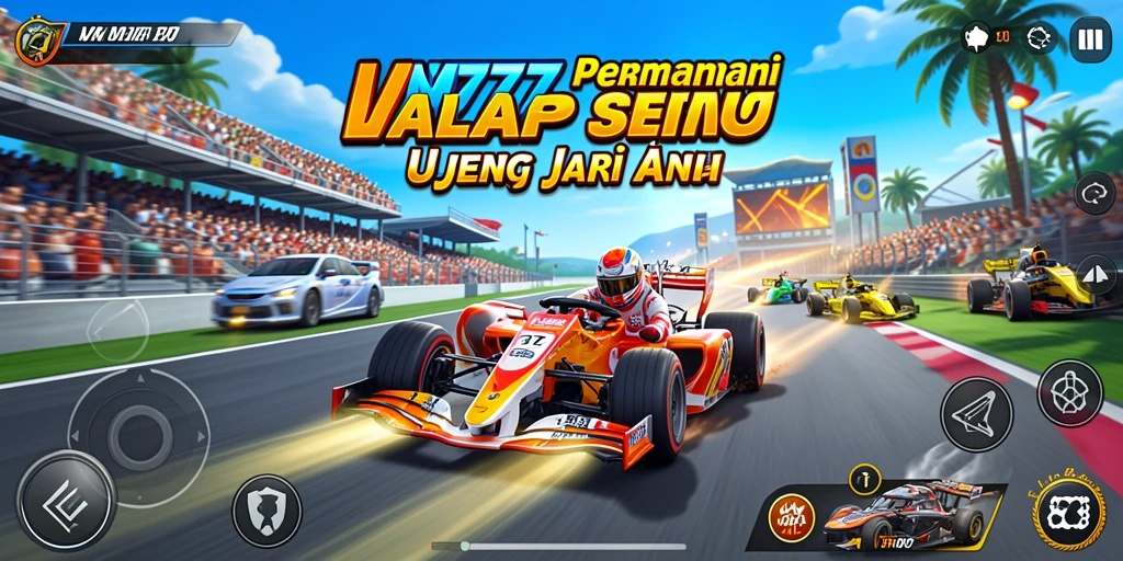 Screenshot gameplay VM777 menampilkan aksi balap yang intens dan menegangkan.